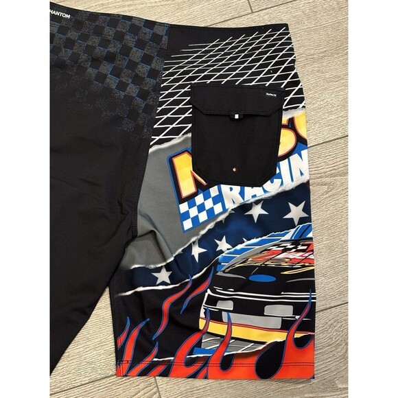 Hurley x Nascar Mens Board Shorts Phantom Racetrack Swim Size 30 Black - Picture 9 of 9